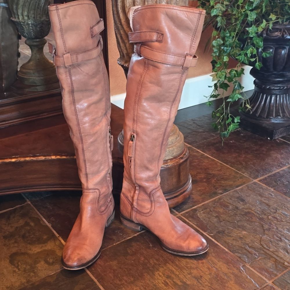 Sam Edelman Tan Over the Knee Boots. Natural PATINA Look! New Condition! Size 7 - Picture 5 of 15
